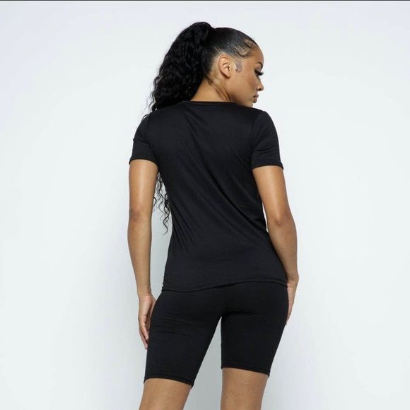 2 Piece Biker Shorts Set | Black - Picture 3 of 8